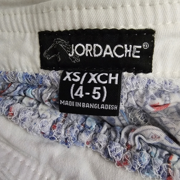 Jordache Kids Girls White Denim White Lace Blue Printed Skirtall Overalls Dress - Picture 2 of 9